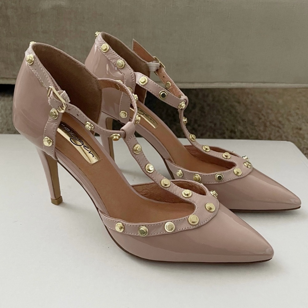 T-strap studded heels